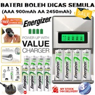 4-8PCS Energizer AA/AAA Rechargeable Battery 900mAh 2450mAh with Storage Box, Universal LCD Smart NI
