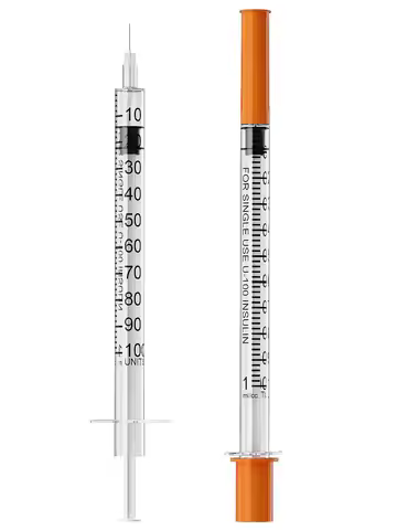 100pcs/box 1ml/1cc 31G 8mm insulin Syring With Needle Orange Cap,Sterilized individually packaged Sa