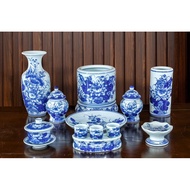 Ancestor altar set 9 Piece (hanging altar, size 80cm-1m), hand-painted blue enamel. Premium Bat Tran