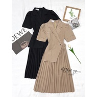 Maihouse big-size office vest dress with short sleeves and long form made of ribbed silk for going o