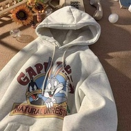 【 M-8XL 】American Style Cartoon Bugs Bunny Printed Hoodie Jacket for Men and Women Fashionable and V