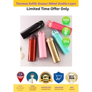 Thermos Bottle Bounce 500ml Double-Layer Stainless Steel Botol Vacuum Flask Termos 7 Colours