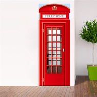 London Red Phone Booth Classic Door Sticker DIY Mural Home Decor Poster PVC Waterproof Wall Decal