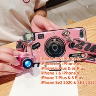 Case For iPhone 7Plus 8P iPhone 6Plus 6S PLUSiPhone SE2 SE3 iPhone 5 5S iPhone 6 iPhone 7 8 Retro Camera lanyard Casing Grip Stand Holder Silicon Phone Case Cover With Camera Doll