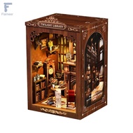 [Flameer] DIY Book Nook Easy to Assemble Miniature Library Scene Detailed Interior Library Book Nook