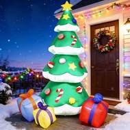 7FT Inflatable Christmas Tree with 3 Gift Boxes, Light up Artificial Christmas tree, Built in Air Co