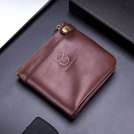 Bullcaptain Brand Rfid Retro Wallet Men's Leather Wallet Zipper Buckle Storage Bag Clutch Purse Coin Purse