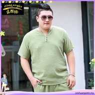 Plus Size Men Summer 8XL 9XL Oversize Cotton Linen T-shirt