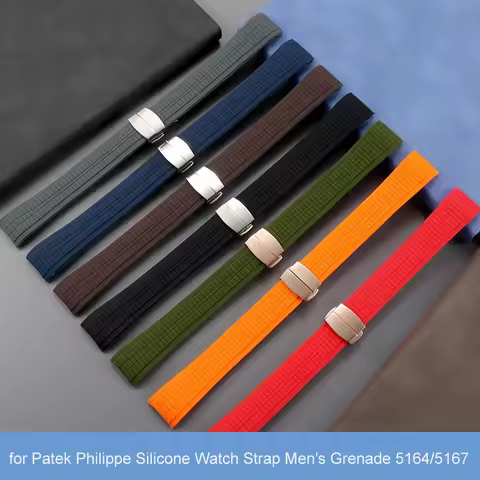 Soft Silicone Watch Band Aquanaut For Patek Philippe 5164A 5167A 5168A Rubber Bracelet Curved End Wa
