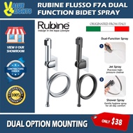 Rubine Flusso F7A Dual Function Bidet Spray 2 Outlet Spray Mode Screw Mount & Stick On Adhesive Moun