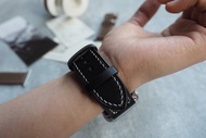 黑色蘋果Applewatch錶帶Ultra錶帶 手工牛皮刻字禮物 訂製顏色
