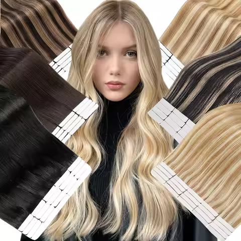 Full Shine Tape in Hair Extensions Human Hair 18 Inch Blonde Remy Human Hair Tape in Extensions Invi