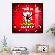 Liverpool Club Square Mirror Wall Clock with High Quality UV Printing Jam Dinding Aesthetic