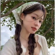 Summer Lace Triangle Headscarf Woman Headwear Korean Square Scarf Headband Hair Accessories Sweet Tu