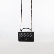 二手Chanel cf mini handle woc/黑金 芯片款