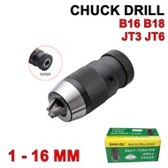 Chuck Drill 1 - 16 B16 Kepala Bor 16mm Arbor Sleeve B 16 Penjepit Keyless 16 mm