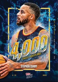 現貨  包本地平郵 Stephen Curry - 2025 Topps NOW® Basketball - Card 13 - 4,000th Career 3-Pointer Golden Sta
