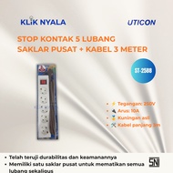 UTICON 5-Hole Cable Center SwitchStop Kontak 3m ST-2588 - Grounded Electrical Plug SNIOriginal