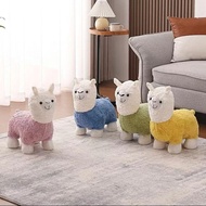 Fashion Little Alpaca Stool Bedroom Decoration Alpaca Stool Children Cute Light Luxury Plush Removab