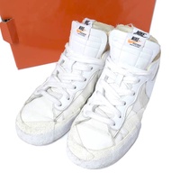 NIKE x sacai聯名款 BLAZER LOW 運動鞋，型號 DM6443-100，美國尺寸 10 (28cm)，白色/帆白色。 [二手] [NIKE × sacai]