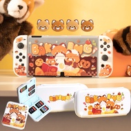 Cookie Bear Switch Protective Case Slim Cover Case for Nintendo Switch/OLED/Lite Console Joy-Con Thumb Grip Cap Switch Storage Bag Dust Cover Game Accessories