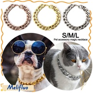 MELIFLUO Pet Necklace, Cat Dog Gold Necklace Chain Collar Chain Dog Collar, Portable Adjustable Gold