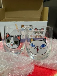 貓咪控必收！全新日本DHC良子喵透明玻璃杯組對杯威士忌酒杯梅酒杯