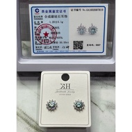 HIJAU Mossante Diamond Earrings in Blue-Green @0.5ct total 1ct silver binding S925