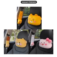 [KAKAO Friends] Korea Character Car Headrest Neck Pillow Cushion + Seat Belt Cover Set_Ryan/Apeach/Choonsik