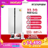 TCL ตู้เย็น Side by Side P650 Series ขนาด 22.3Q/631L White Glass Door ระบบ Inverter ละลายน้ำแข็งอัตโ