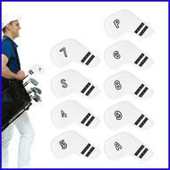 Driver Headcover Waterproof PU Leather Protector 9 Pieces Wedge Golf Club Head Sleeve for Hybrid Fai