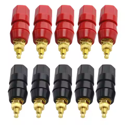 5Pair Terminals Red Black Connector Amplifier Terminal Binding Post Banana Speaker Plug Jack Adapter