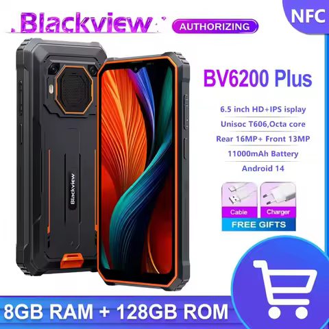 Blackview BV6200 Plus Rugged Phone 11000mAh,6.56'' HD+ Display, T606 8GB 128GB,16MP+2MP AI Camera NF