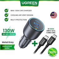UGREEN 130W Car Charger 3 Ports PD 100W 30W SCP 22.5W Fast Charge USB-C QC 4.0 iPhone 17 Pro Macbook