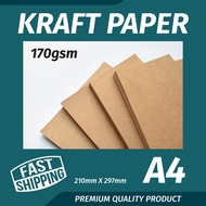 A4 A3 BROWN KRAFT PAPER 170 GSM - 25/50/100 PCS FOR PRINTING & DIY CRAFTING