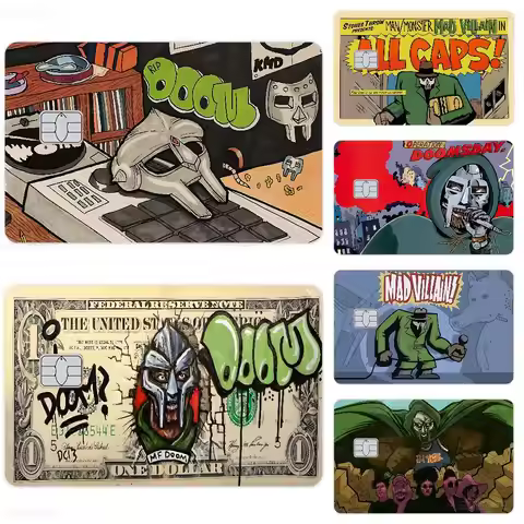 MF DOOM RAPPER Anime Cartoon Bear Skin Sticker Film Tape Case For Big Credit Debit Card Front Side