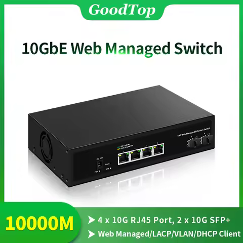 GoodTop 10GbE Web Managed Switch 4 Port 10Gb Smart Managed Ethernet Network Switch 2 Port 10G SFP+ S