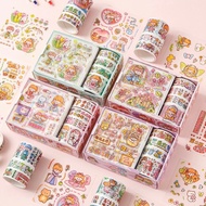 Cartoon gift box sticker set (sticker + tape) / DIY decorative washi tape sticker set