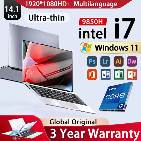 NEW 14.1 inch Portable Laptop 12GB 2TB Intel Core i7 9850H Windows 11 Gaming Computer PC Gamer offic
