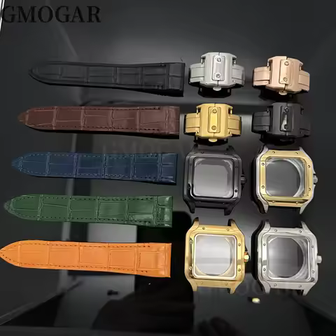 Gold Silver Black 21mm Men's Women's Green Brown Leather Strap Folding Cuff Bracelet fits Cartier Sa