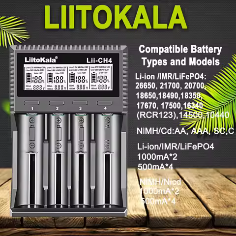 LiitoKala Lii-M4 Lii-CH4 18650 Charger LCD Display Universal Smart Charger Test Capacity 26650 18650
