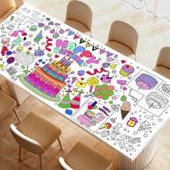 Raissily Birthady Giant Coloring Poster, 33.8 x 72 Inches Jumbo Paper Tablecloth with 6 Puzzle Games