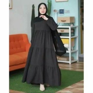 (COD) GAMIS POLOS UKURAN JUMBO NADIRA DRESS WARNA HITAM BAJU MUSLIM WANITA TERBARU 2022 GAMIS PEREMP