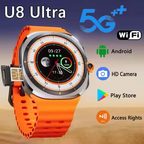 U8 Ultra 5G/4G Android Smartwatch 2025 New Global Call Full Network Rotation Camera Amoled Screen GP