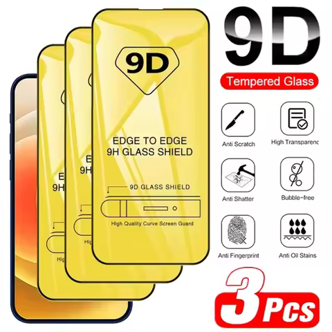 3PCS 9D Tempered Glass for IPhone 11 Pro Max 12 13 Mini 15 14 Plus Screen Protector for IPhone XS MA