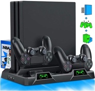 For Playstation 4 Console Vertical Cooling Stand Controller Charging Base with 2 Cooler Fan 16 Games