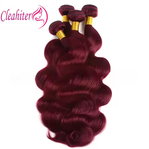 99j Burgundy Body Wave Human Hair Bundles 1/2/3Set 100g/Pc 12A Grade Brazilian Remy Hair Double Weft