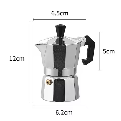 Italian Aluminum Moka Pot Octagon Moka Pot Coffee Pot 1 Cup European Coffee Equipment (50Ml)-New