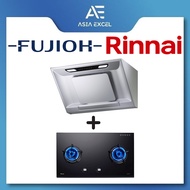 FUJIOH FR-SC2090 90CM CHIMNEY HOOD + RINNAI RB-92G 2 BURNER BUILT-IN GLASS GAS HOB