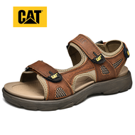 CAT รองเท้าแตะผู้ชาย High-end Mens Sandals รองเท้าแตะหนังผู้ชายกลางแจ้ง Plus Size：EU38-EU46 EU45 กล่